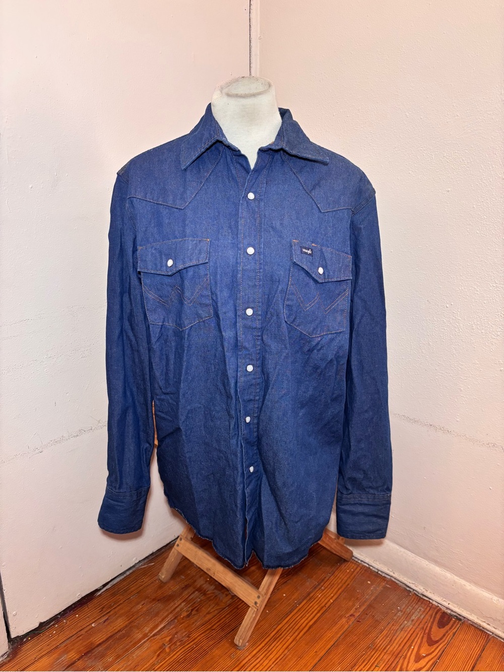 Wrangler Western Cowboy Denim Snap Button Shirt